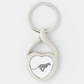 Leopard Gray en Light Grey Silhouette Sleutelhanger (Voorkant)