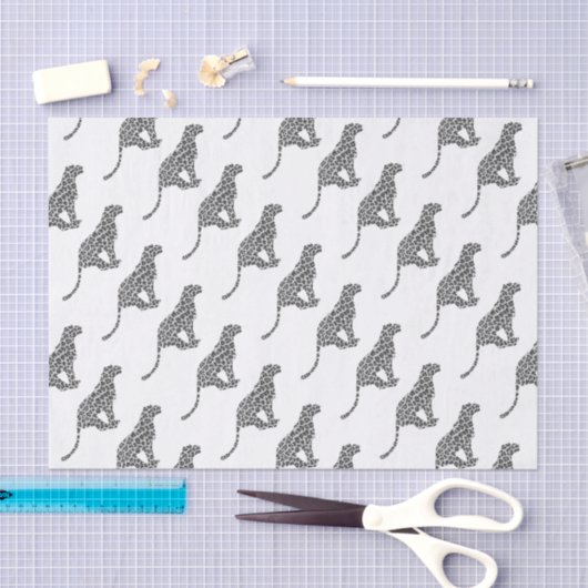 Leopard Gray en Light Grey Silhouette Tissuepapier (Craft)
