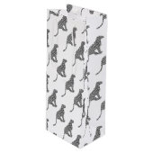 Leopard Gray en Light Grey Silhouette Wijn Cadeautas (Voorkant Gekanteld)