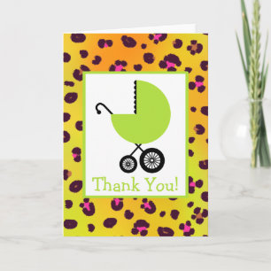 Leopard & Green Carriage Baby shower Bedankt