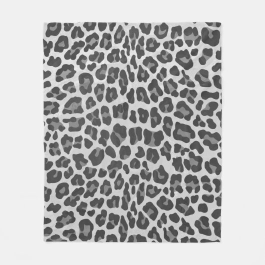 Leopard Grey en Light Grey Print Fleece Deken (Voorkant)