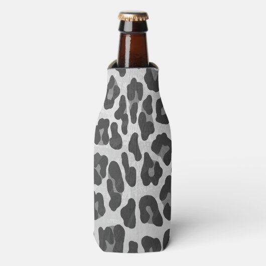 Leopard Grey en Light Grey Print Flesjeskoeler (Fles Voorkant)