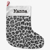 Leopard Grey en Light Grey Print Grote Kerstsok (Voorkant)