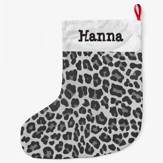 Leopard Grey en Light Grey Print Grote Kerstsok (Achterkant)