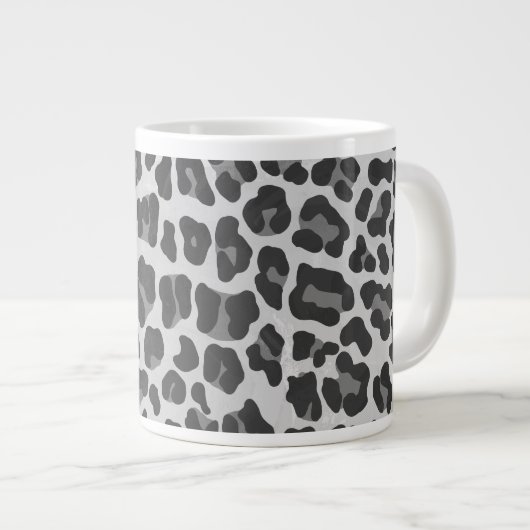 Leopard Grey en Light Grey Print Grote Koffiekop (Voorkant rechts)