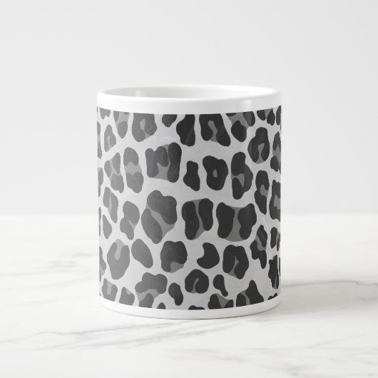 Leopard Grey en Light Grey Print Grote Koffiekop (Voorkant)