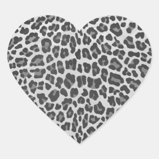 Leopard Grey en Light Grey Print Hart Sticker