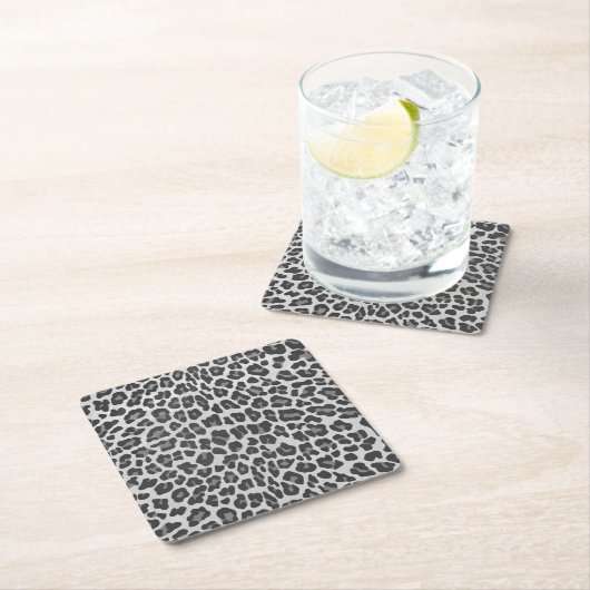 Leopard Grey en Light Grey Print Kartonnen Onderzetters (Insitu)