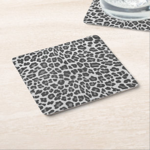 Leopard Grey en Light Grey Print Kartonnen Onderzetters