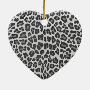 Leopard Grey en Light Grey Print Keramisch Ornament