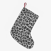 Leopard Grey en Light Grey Print Kleine Kerstsok (Voorkant (Hangend))