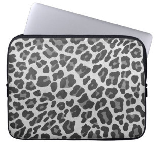 Leopard Grey en Light Grey Print Laptop Sleeve