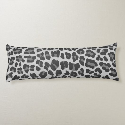 Leopard Grey en Light Grey Print Lichaamskussen (Achterkant)