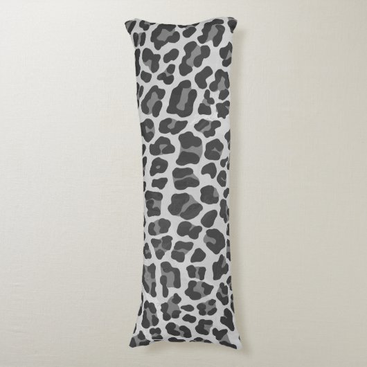 Leopard Grey en Light Grey Print Lichaamskussen (Voorkant Verticaal)