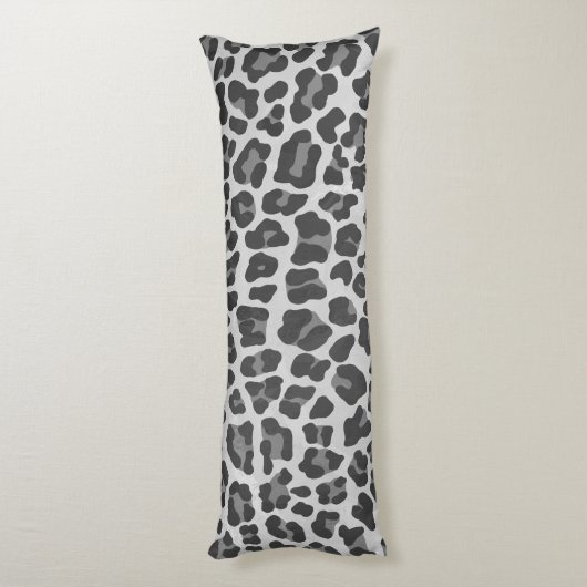 Leopard Grey en Light Grey Print Lichaamskussen (Achterkant (Verticaal))