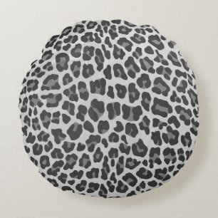 Leopard Grey en Light Grey Print Rond Kussen