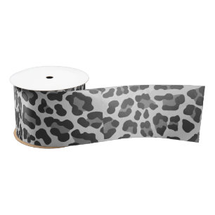 Leopard Grey en Light Grey Print Satijnen Lint