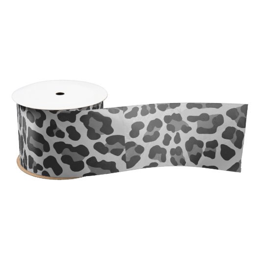 Leopard Grey en Light Grey Print Satijnen Lint (Spoel)