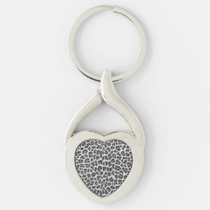 Leopard Grey en Light Grey Print Sleutelhanger