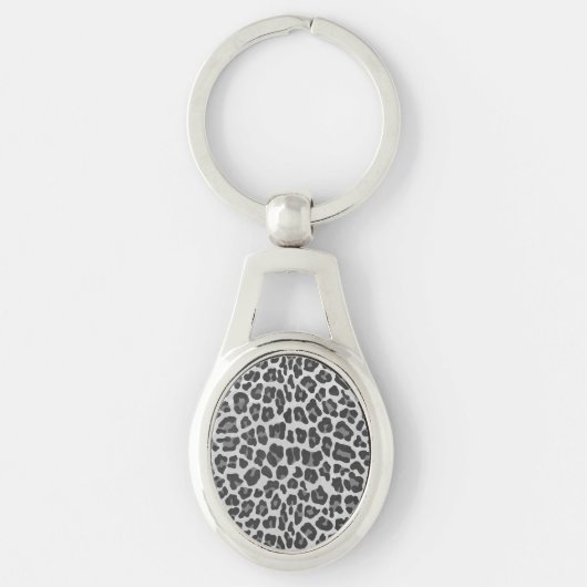 Leopard Grey en Light Grey Print Sleutelhanger (Voorkant)