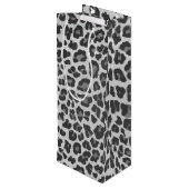 Leopard Grey en Light Grey Print Wijn Cadeautas (Achterkant Gekanteld)