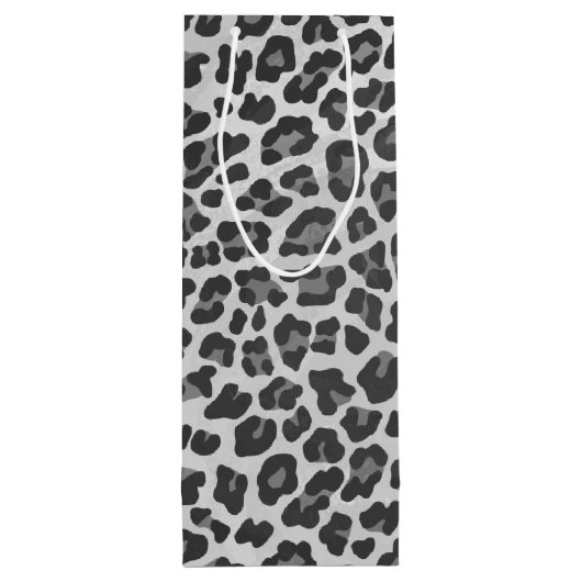 Leopard Grey en Light Grey Print Wijn Cadeautas (Achterkant)