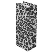 Leopard Grey en Light Grey Print Wijn Cadeautas (Voorkant Gekanteld)