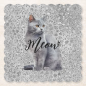 Leopard Grey Meow Kitty Kat Kartonnen Onderzetters (Voorkant)