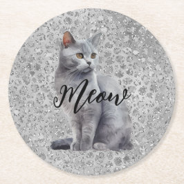 Leopard Grey Meow Kitty Kat Kartonnen Onderzetters
