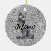 Leopard Grey Meow Kitty Kat Keramisch Ornament (Voorkant)