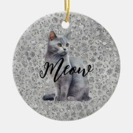 Leopard Grey Meow Kitty Kat Keramisch Ornament