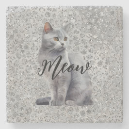 Leopard Grey Meow Kitty Kat Stenen Onderzetter