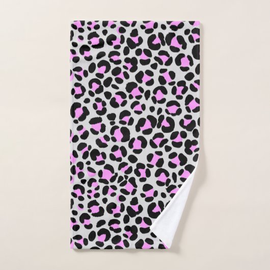 Leopard Grey Pink Black Bad Handdoek (Handdoek)