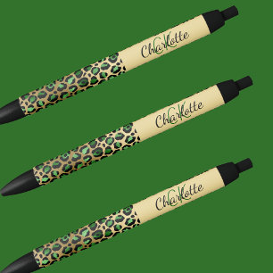 Leopard groen goud monogram handtekening naam zwarte inkt pen