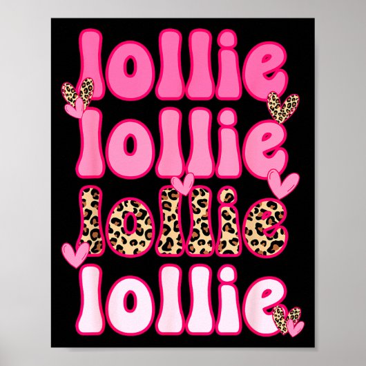 Leopard Groovy Lollie Valentine's Day Women Valent Poster (Voorkant)