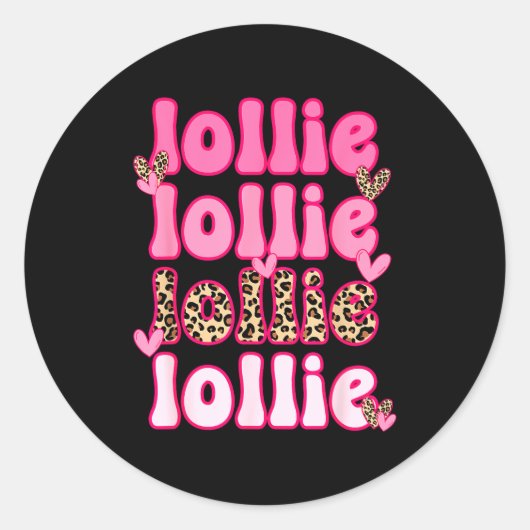 Leopard Groovy Lollie Valentine's Day Women Valent Ronde Sticker (Voorkant)