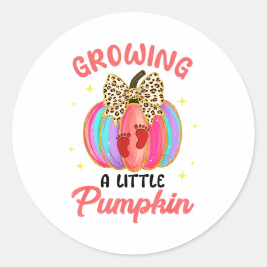 Leopard Growing Little A Pumpkin Fall Vibes Thanks Ronde Sticker (Voorkant)