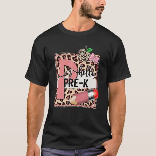 Leopard Hallo prek leraar eerste schooldag T-shirt (Voorkant)