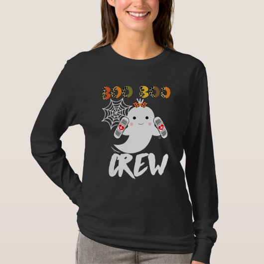 Leopard Halloween Boo Boo Crew Ghost Nurse  Rn Nur T-shirt (Voorkant)
