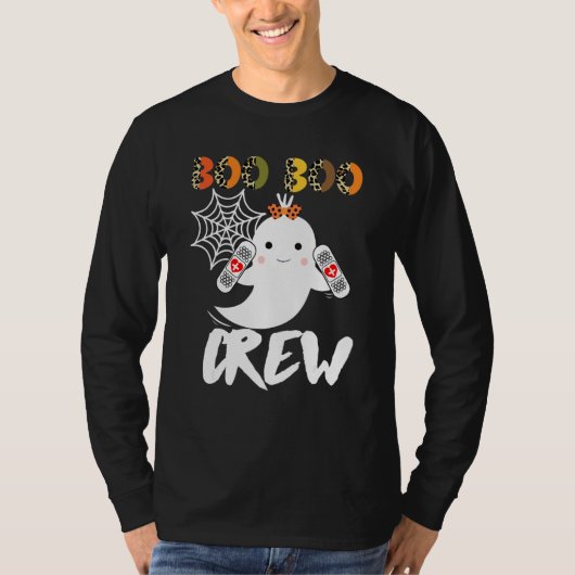 Leopard Halloween Boo Boo Crew Ghost Nurse  Rn Nur T-shirt (Voorkant)