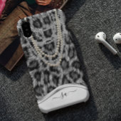 Leopard Handgeschreven Naam Pearl Diamond Ketting  Case-Mate iPhone Case