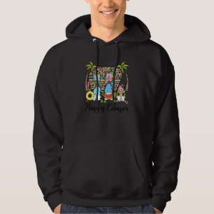 Leopard Happy Camper Summer Gnomes Beach Life Camp Hoodie