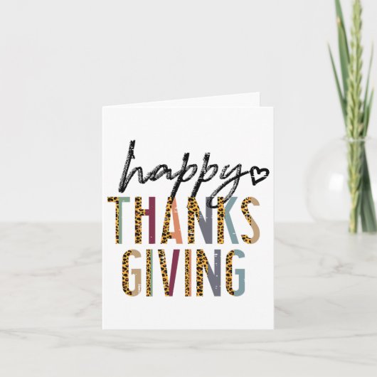 Leopard Happy Thanksgiving Schattigee Herfst Herfs Kaart (Voorkant)