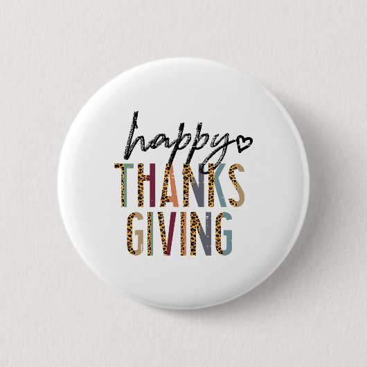 Leopard Happy Thanksgiving Schattigee Herfst Herfs Ronde Button 5,7 Cm (Voorkant)