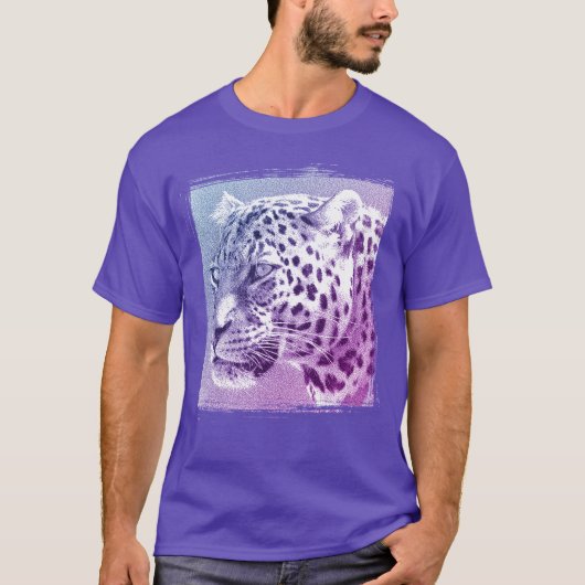 Leopard Head Modern Elegant Paarse Sjabloon T-shirt (Voorkant)