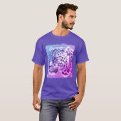 Leopard Head Modern Elegant Paarse Sjabloon T-shirt (Voorkant volledig)
