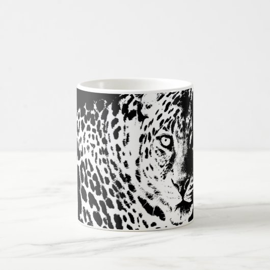 Leopard Head Pop Art Moderne Sjabloon Dieren Koffiemok (Center)