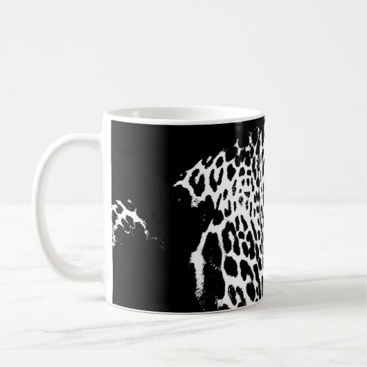Leopard Head Pop Art Moderne Sjabloon Dieren Koffiemok (Links)
