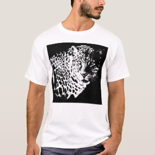 Leopard Head Pop Art Sjabloon Elegant Moderne Mann T-shirt