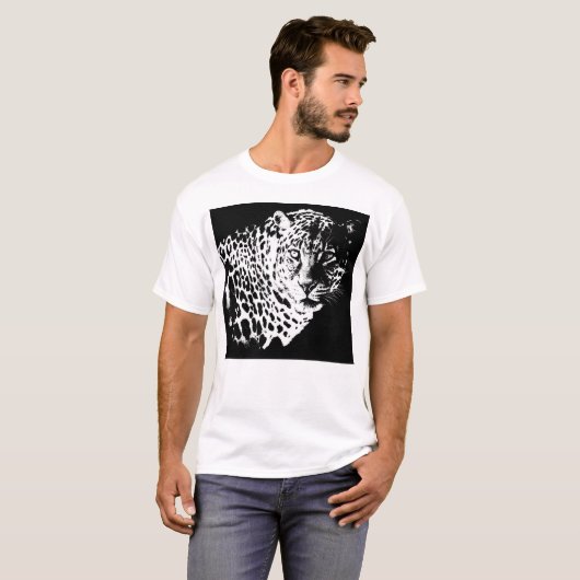Leopard Head Pop Art Sjabloon Elegant Moderne Mann T-shirt (Voorkant volledig)